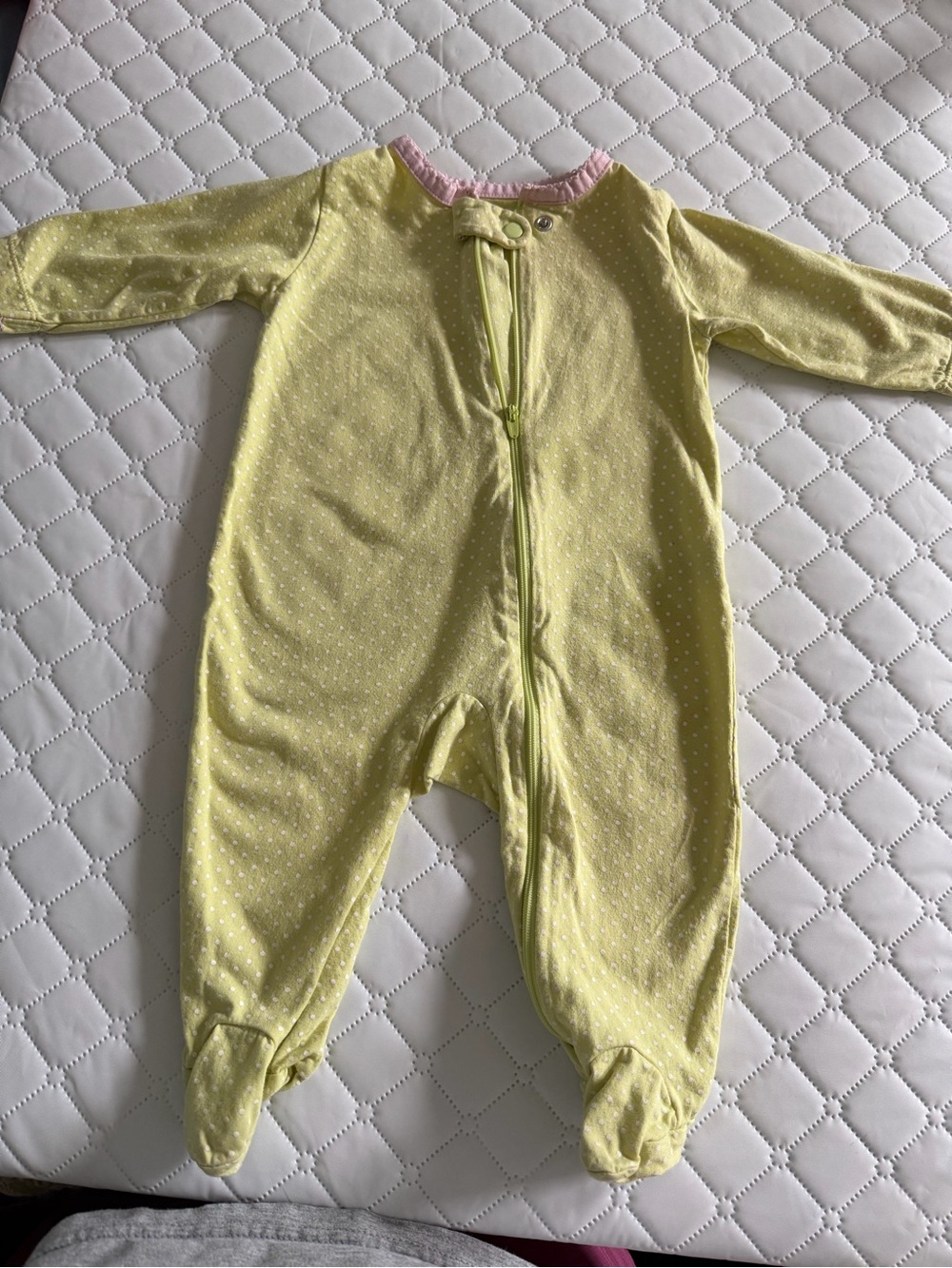child of mine Yellow Footed One-Piece with Pink Trim size 3-6 months